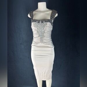 Mandalay Beaded Skirt in Cream and Black by Mandalay